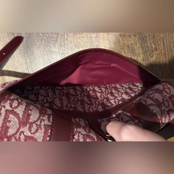 Dior Burgundy Monogram Crossbody Satchel Messenger Bag - Picture 8 of 16